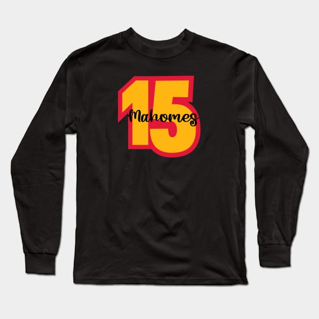 Mahomes 15 Long Sleeve T-Shirt by Pink Anchor Digital